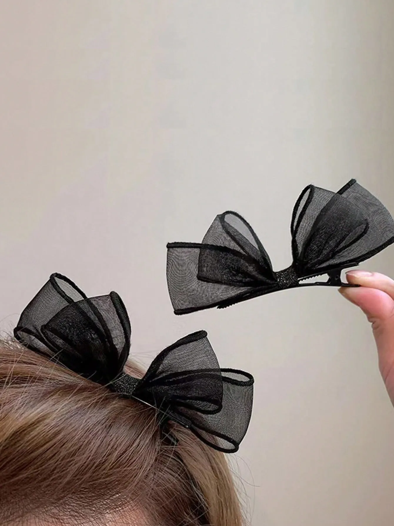 2pcs Vintage Black Lace Bow Hair Clip for Women Barrette Styling Hair