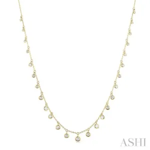 5/8 ctw Bezel Set Round Cut Diamond Station Necklace in 14K Yellow Gold