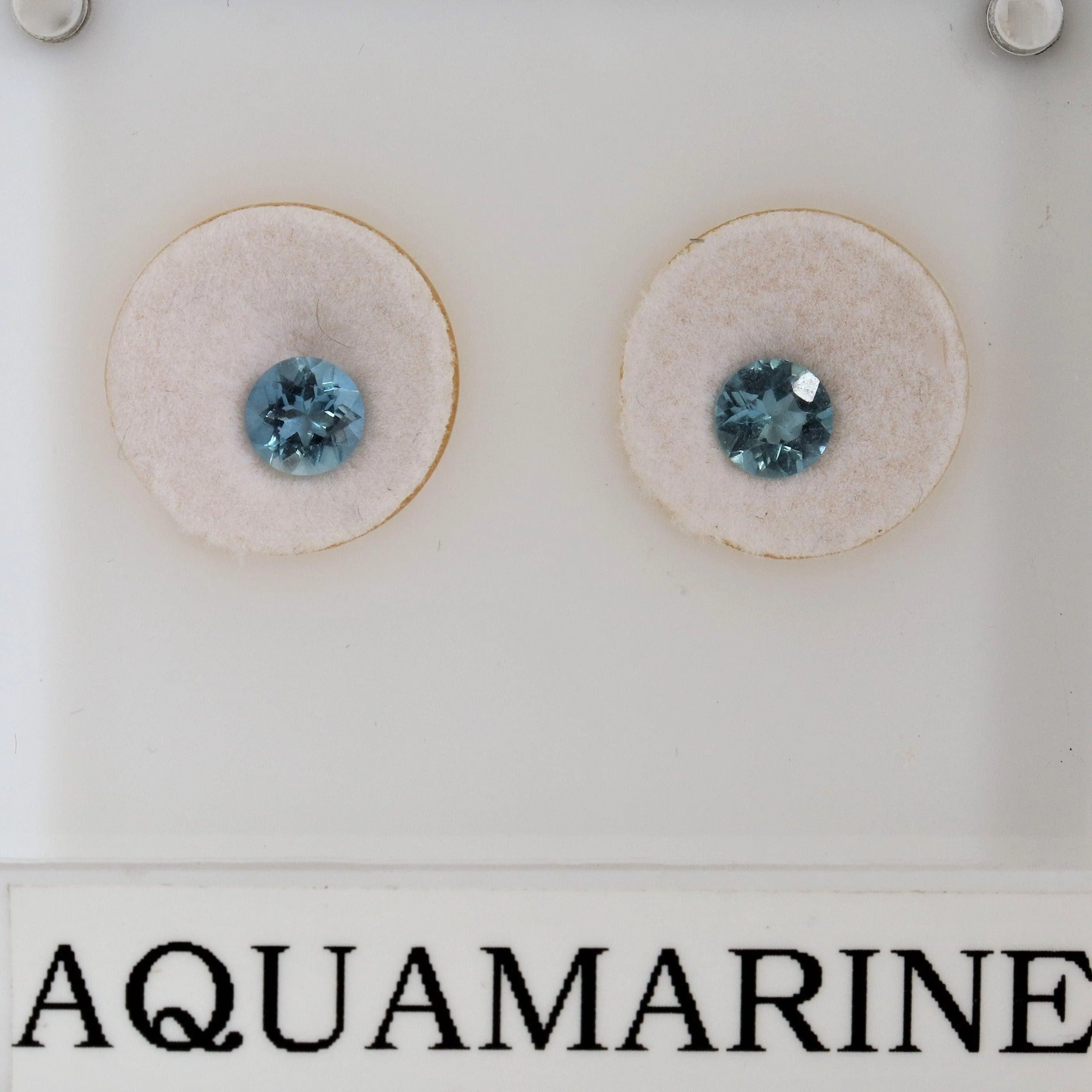 5mm/5.1mm/5.5mm (Pair) Round Aquamarine Stone