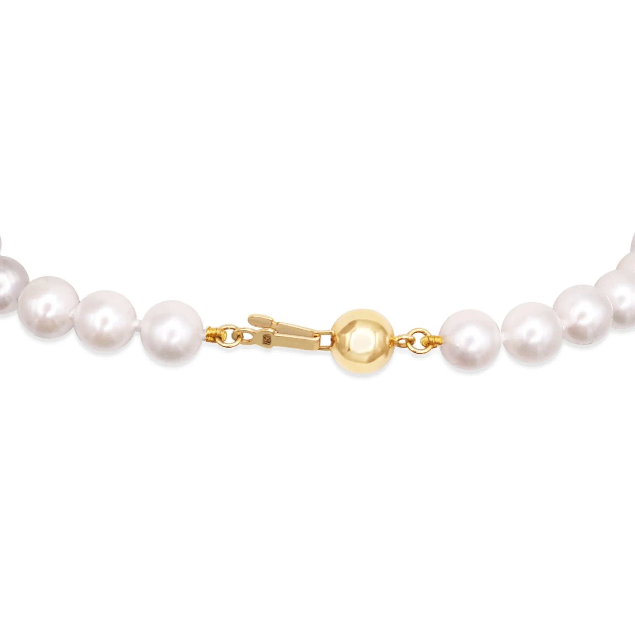 6.5-7mm Akoya Cultured Pearl Bracelet - 18ct Yellow Gold Ball Clasp