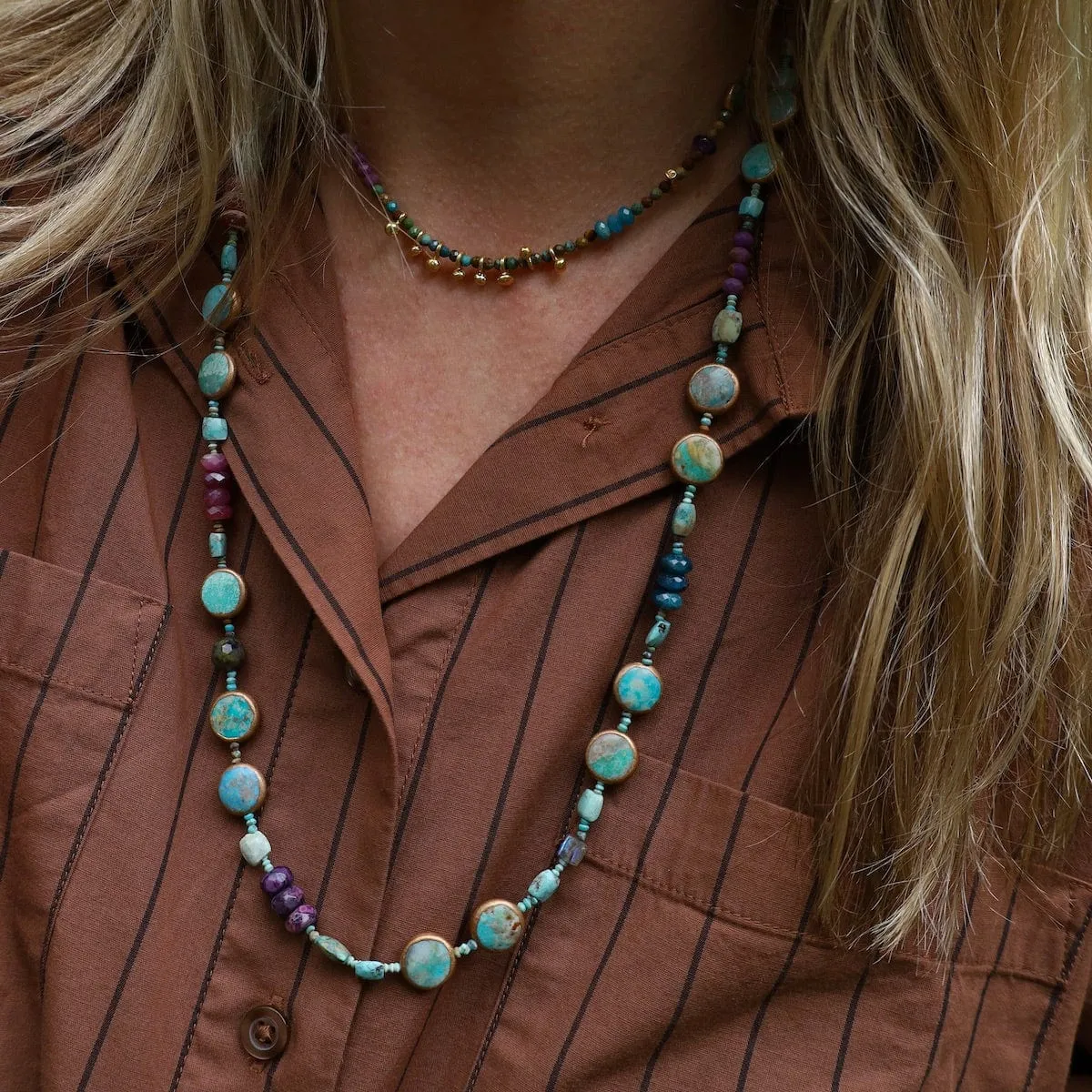 8 Raindrop Turquoise Round Necklace