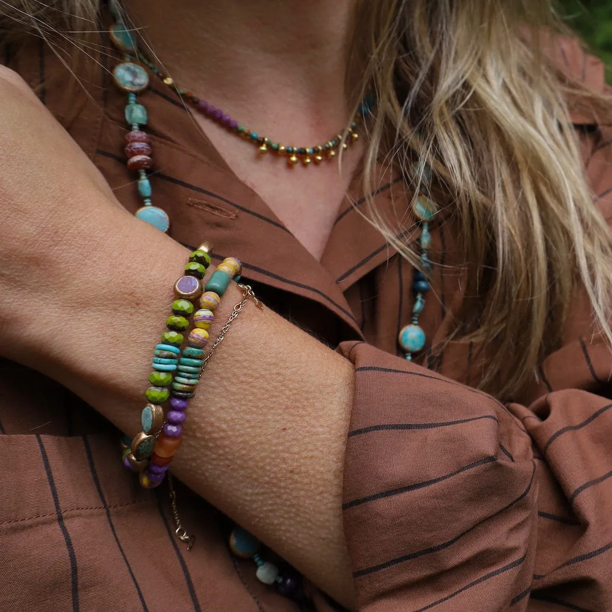 8 Raindrop Turquoise Round Necklace