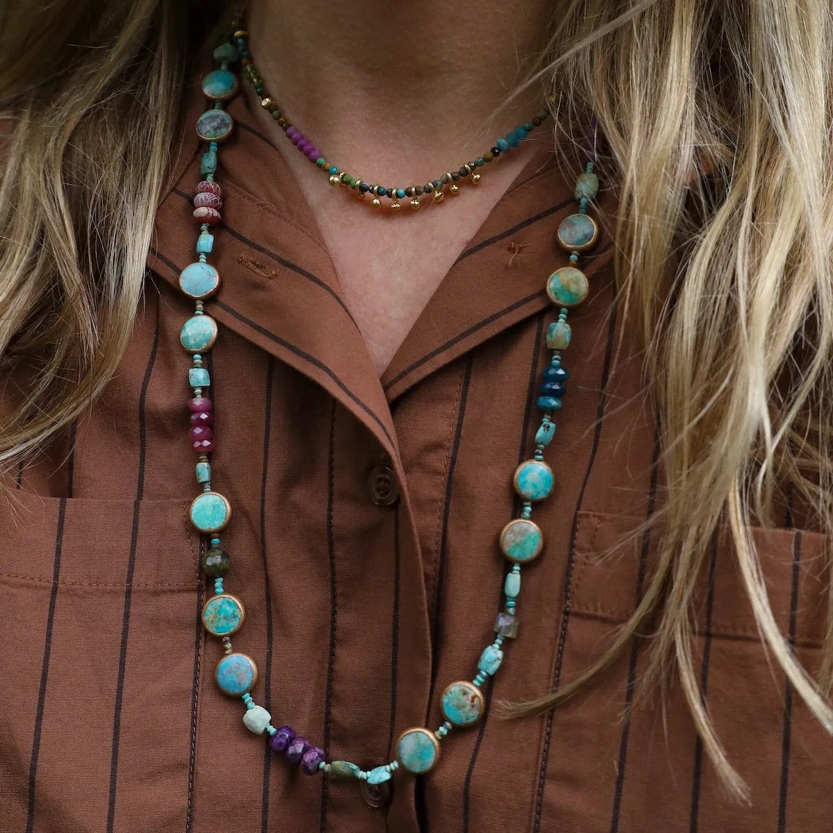 8 Raindrop Turquoise Round Necklace