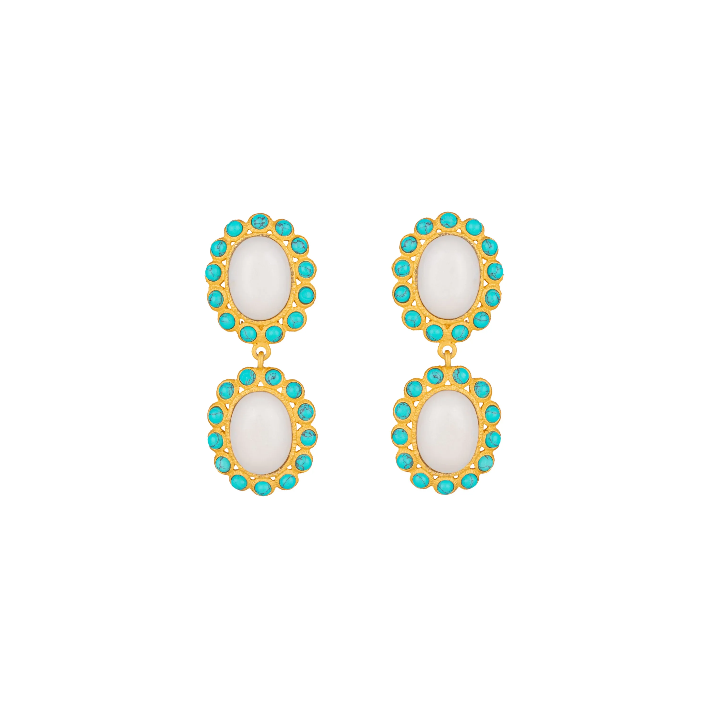 Ada Earrings White Stone & Turquoise