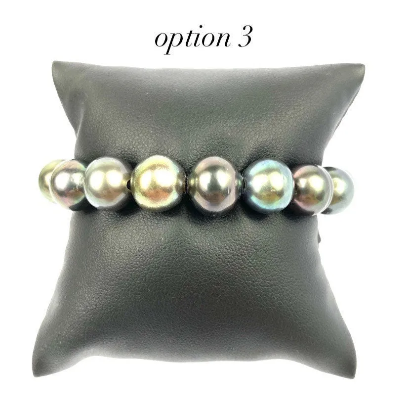 Adjustable Leather Tahitian Pearl Bracelet, Tahiti Pearls, Tahitian Pearls, Sku 989