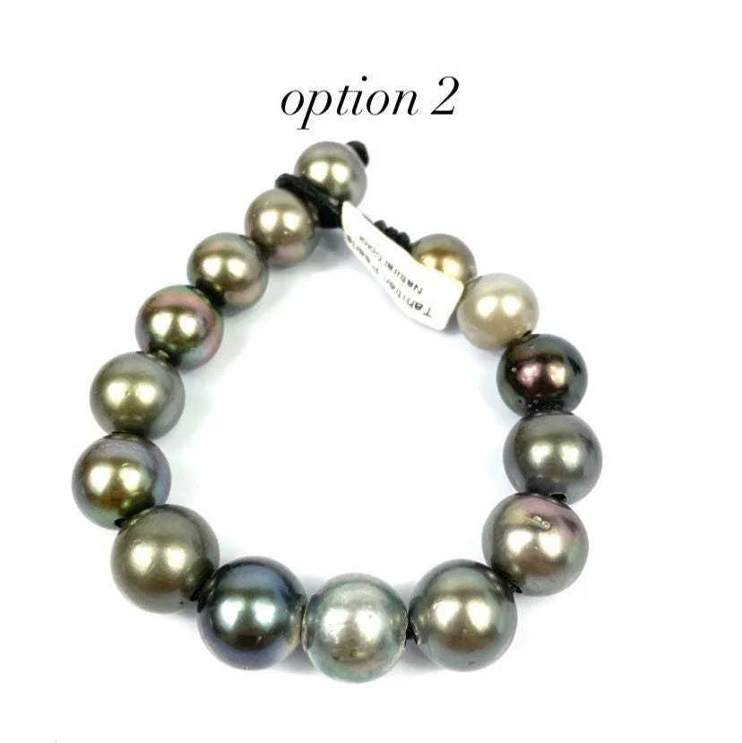 Adjustable Leather Tahitian Pearl Bracelet, Tahiti Pearls, Tahitian Pearls, Sku 989