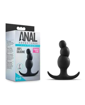 Anal Adventures Platinum Stacked Plug Black from Blush Novelties