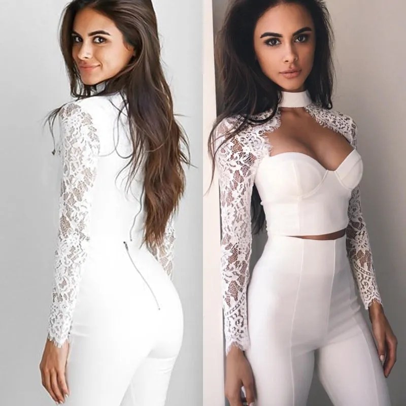 Analy Lace Long Sleeve Choker Top