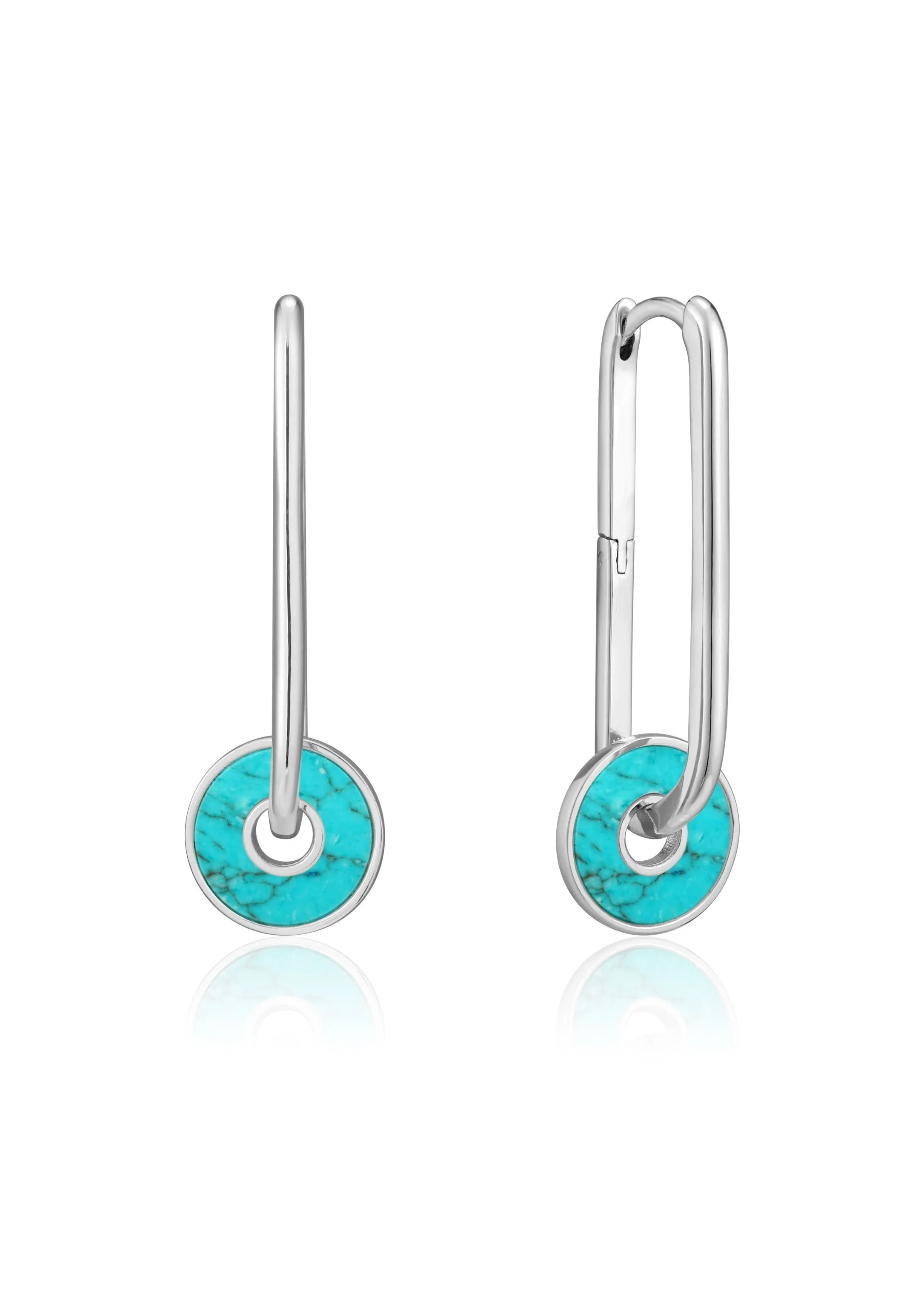 ANIA HAIE HIDDEN GEM TURQUOISE DISC HOOP EARRINGS SILVER E022-04H