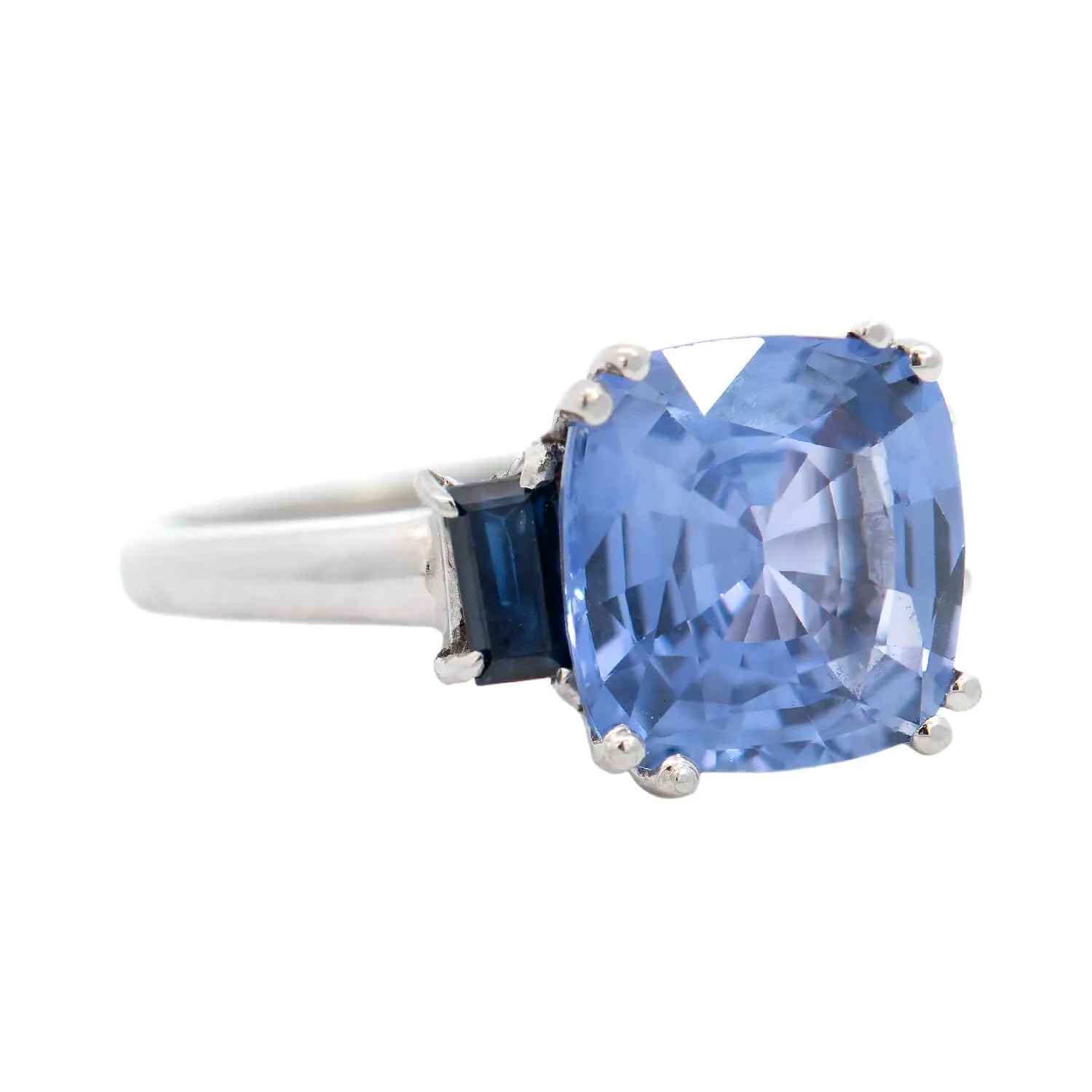 Art Deco Platinum GIA No Heat Ceylon Color-Changing Sapphire Ring 3.90ct