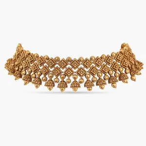 Azba Statement Floral Jhumki Antique Choker