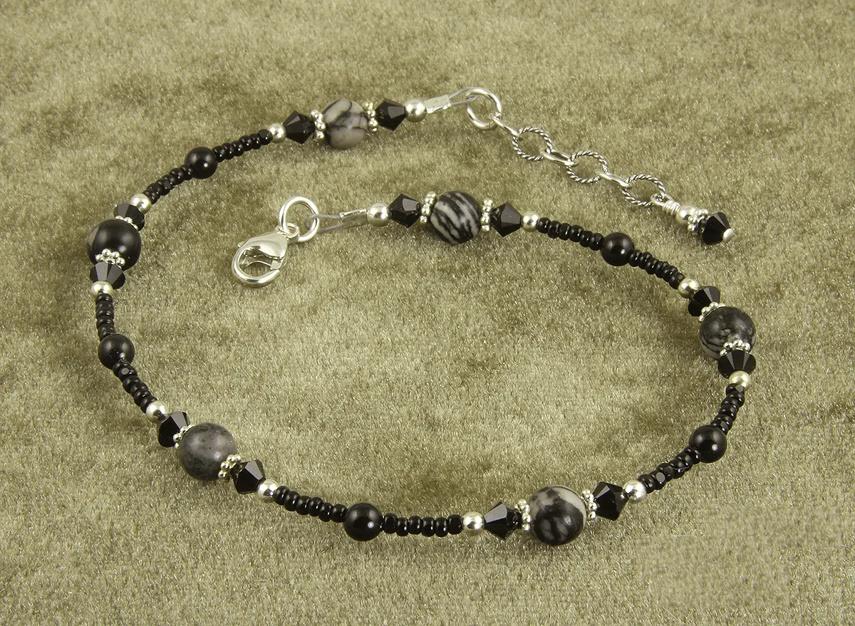 Black Silk Stone Gemstone Anklet