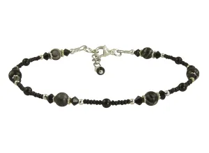 Black Silk Stone Gemstone Anklet