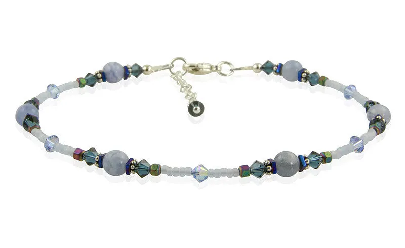 Blue Lace Agate Gemstone Anklet