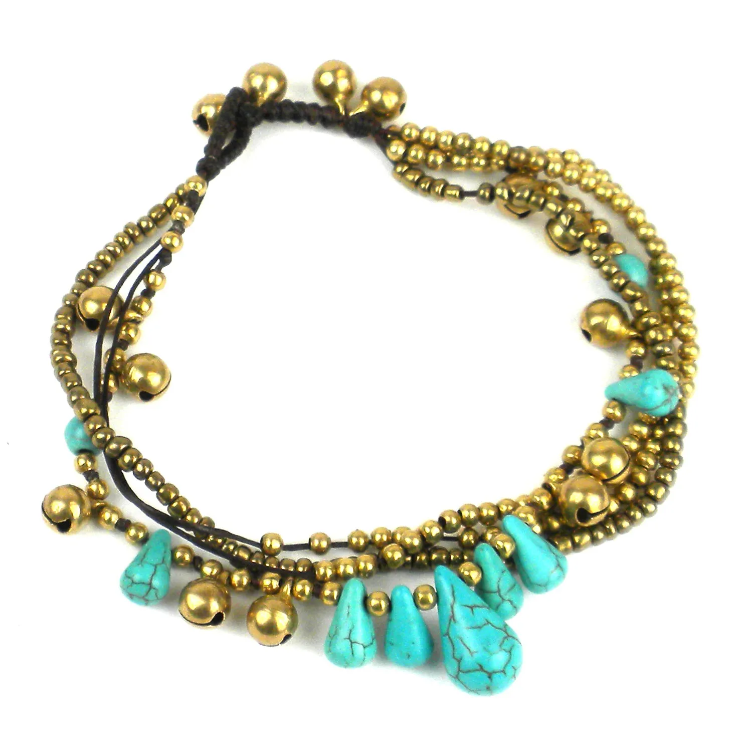 Bohemian Tear Drop Anklet Turquoise Global Groove