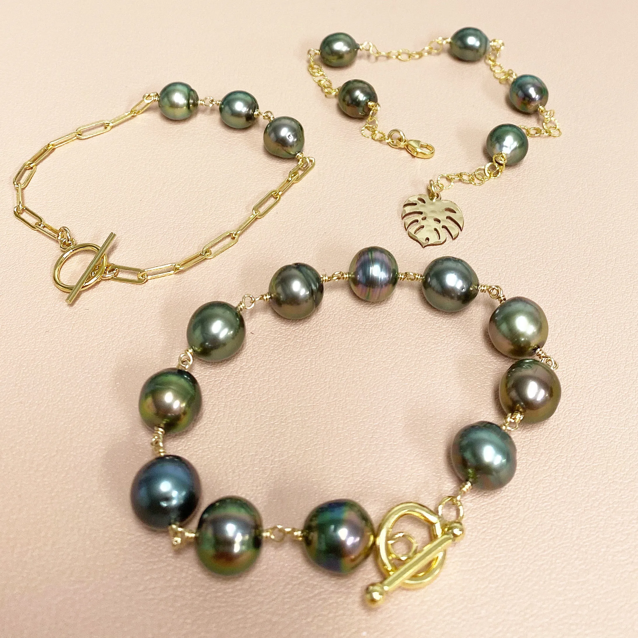 Bracelet GILLIA - baroque Tahitian pearls  (B437)