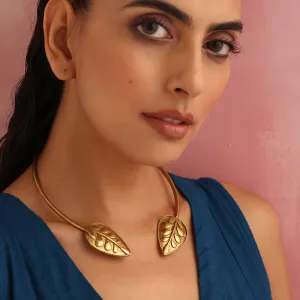 Brass Leaf Choker for Women | Contemporary