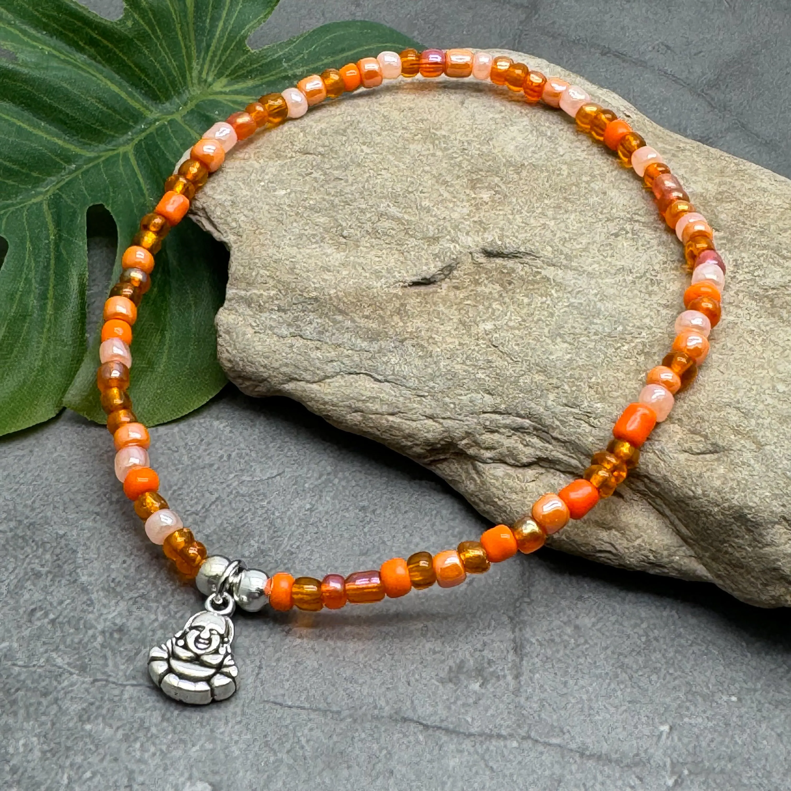 Buddha Charm Seed Bead Anklet - Colour Choice