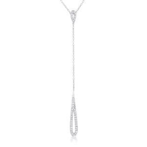 Chrisette 0.4ct CZ Rhodium Classic Drop Lariat Necklace