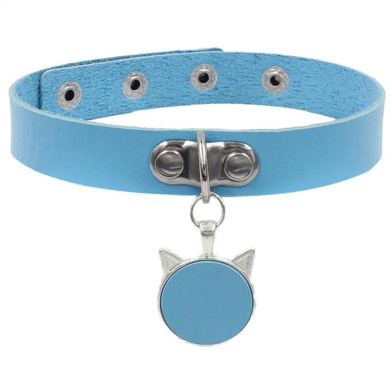 Colorful Cat Leather Chokers