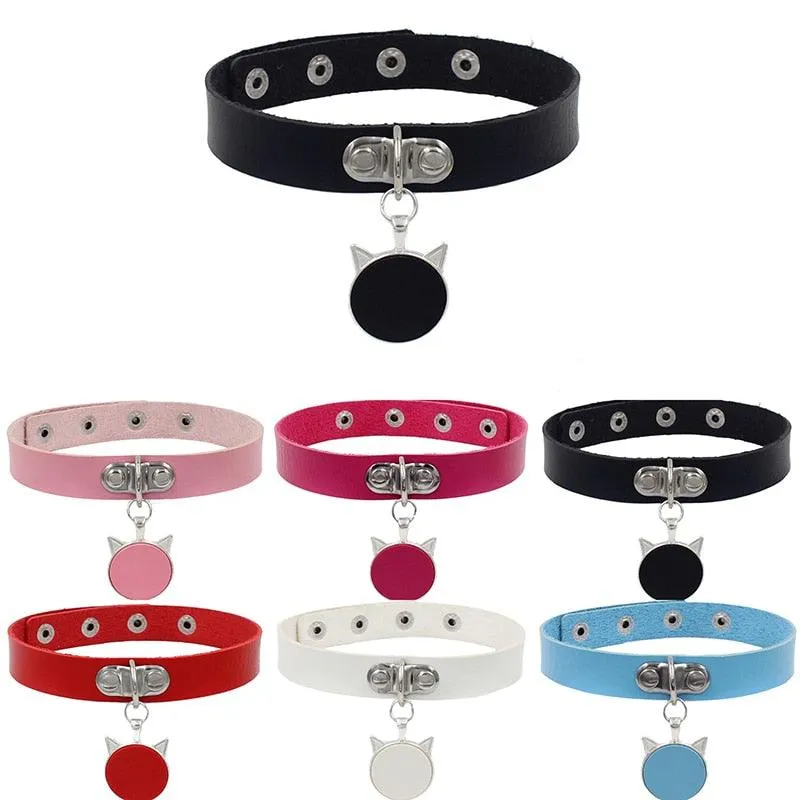 Colorful Cat Leather Chokers