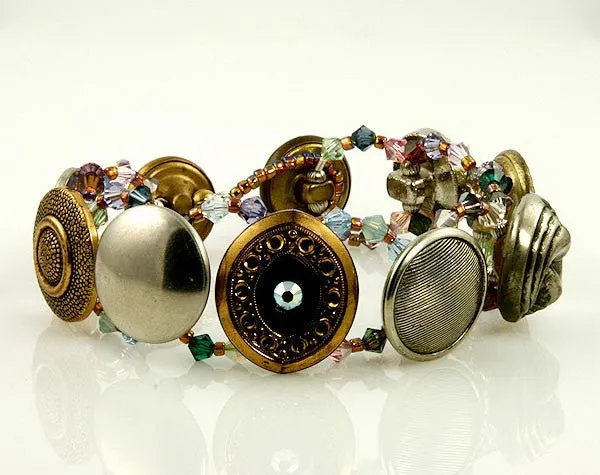 Crystal Medley Vintage Button Beaded Bracelets