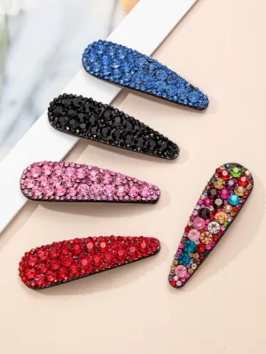 Cute Colors 5pcs Rhinestone Decor Hair Clip for Women Barrette Styling Hair