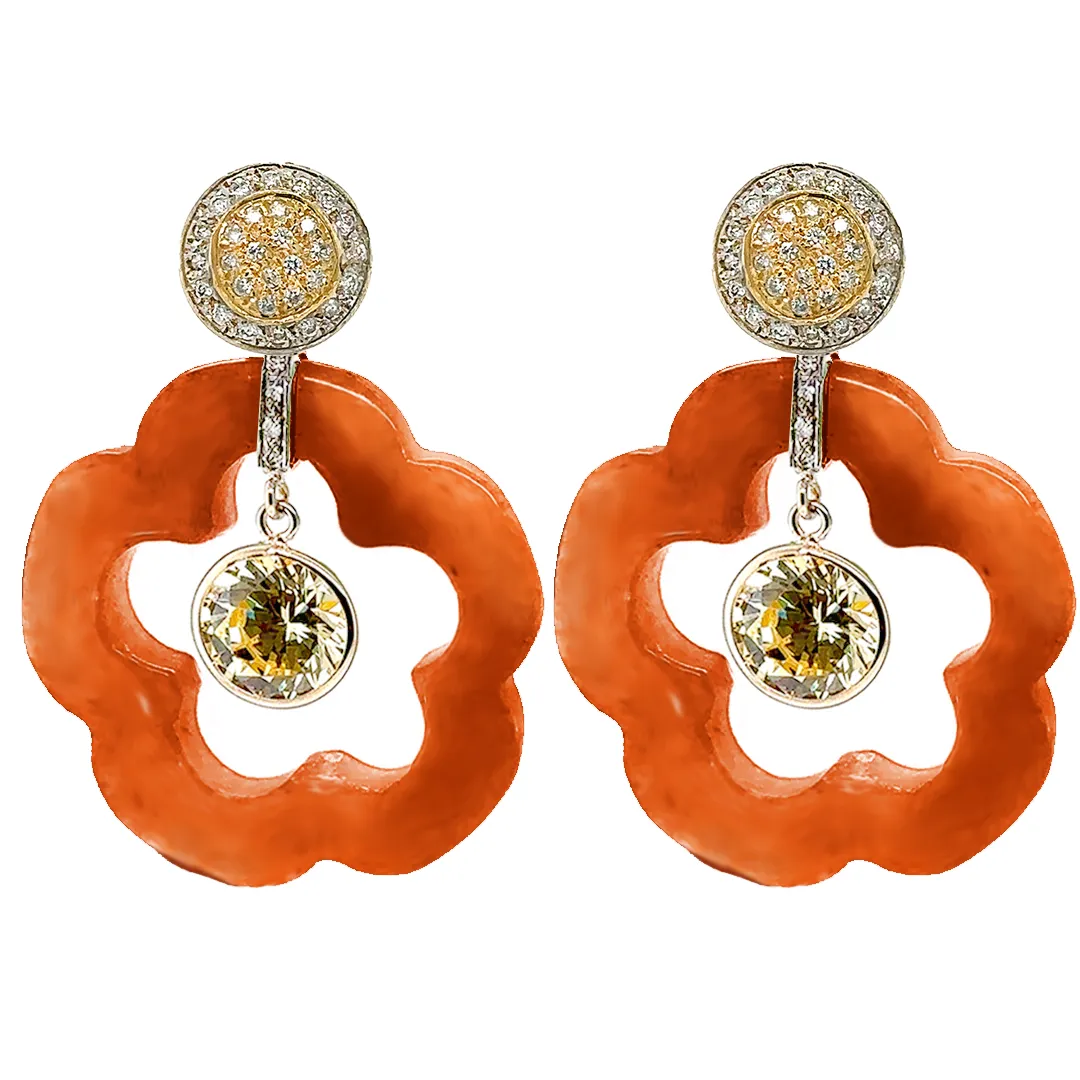 Dangling Flower Earring Pendants (Carnelian)