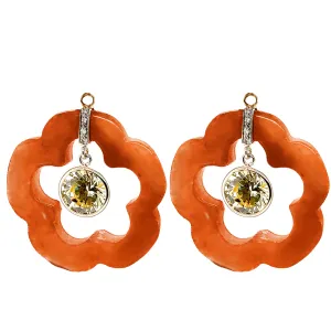 Dangling Flower Earring Pendants (Carnelian)