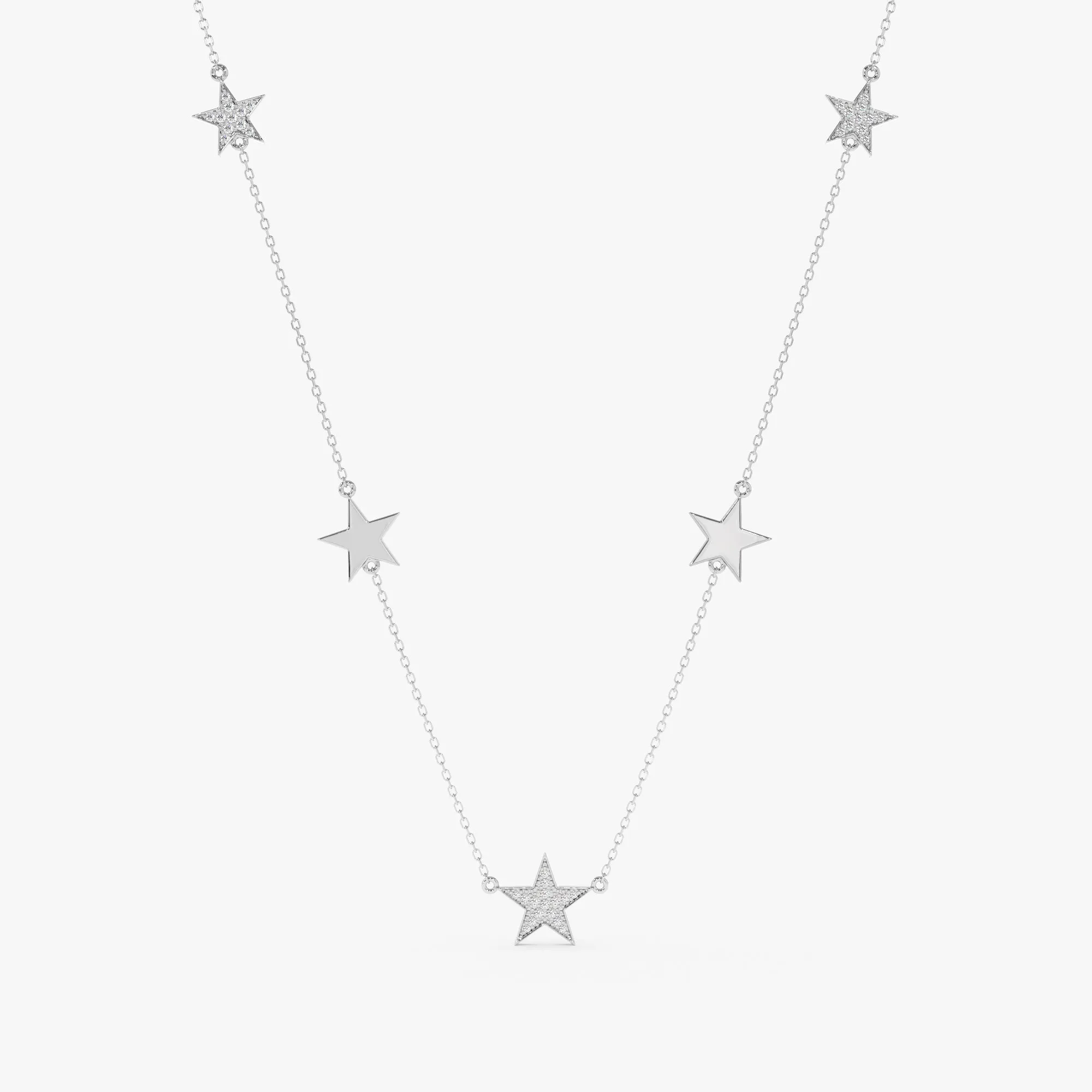 Diamond & Gold Star Station Necklace, Luz