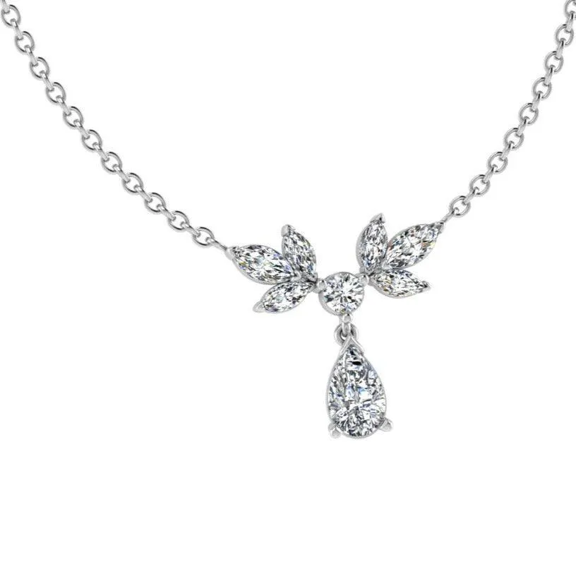 Diamond leaf pendant necklace