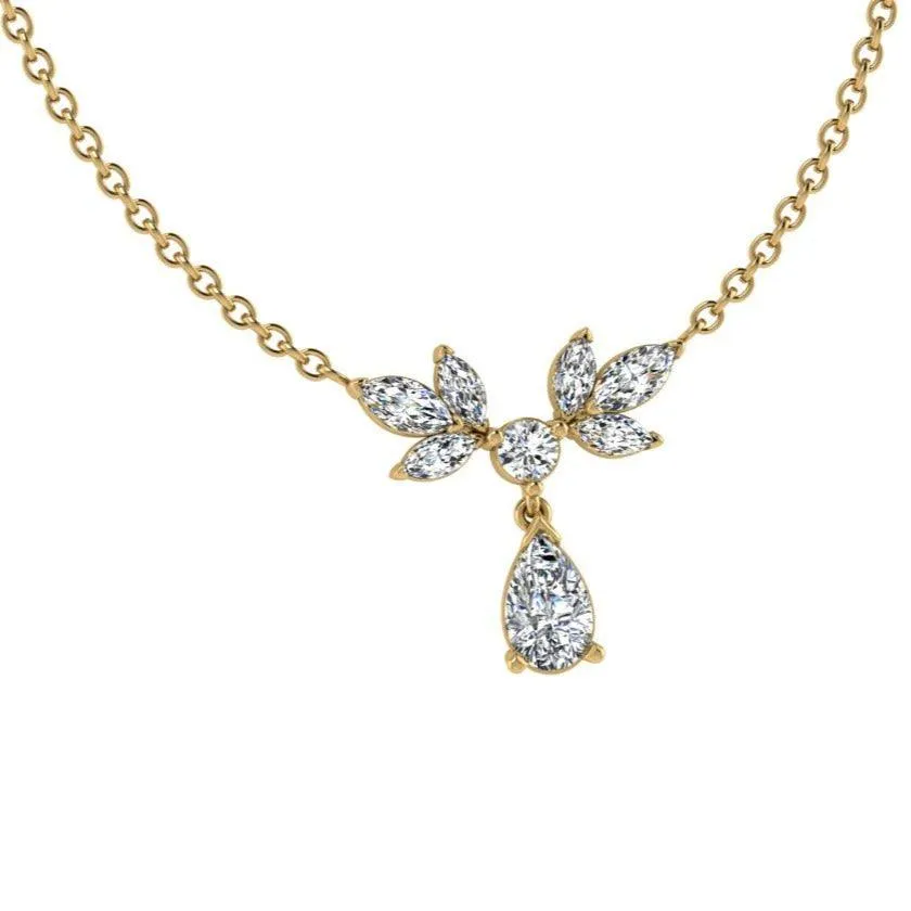 Diamond leaf pendant necklace