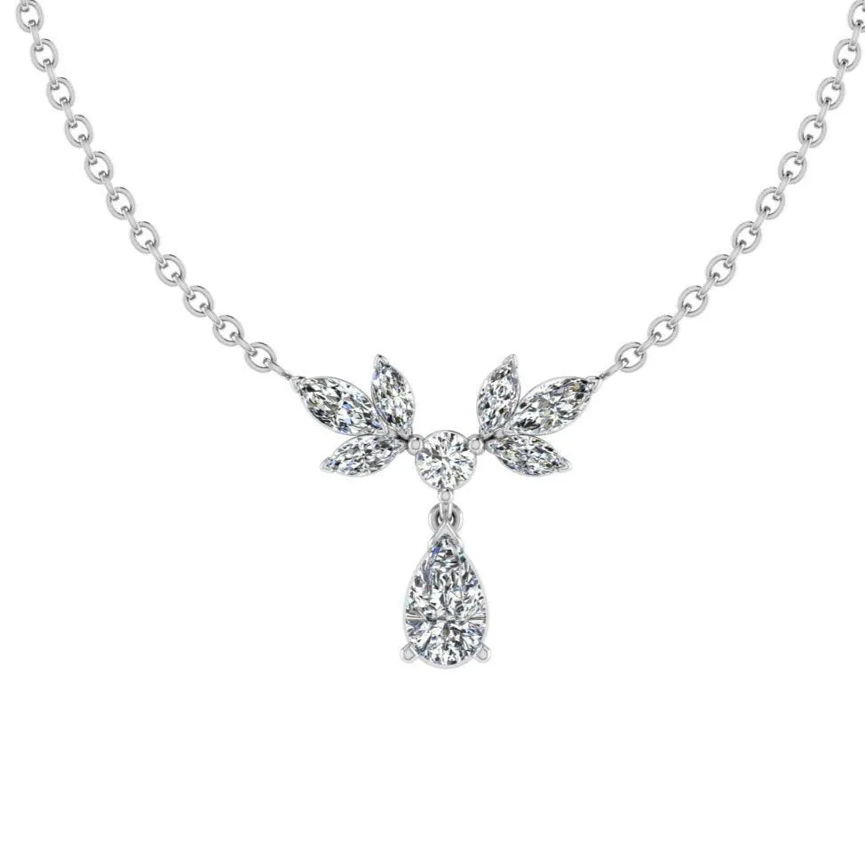 Diamond leaf pendant necklace