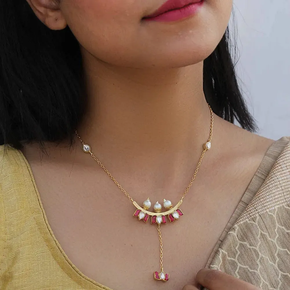 Divine Lotus White Pearl Necklace