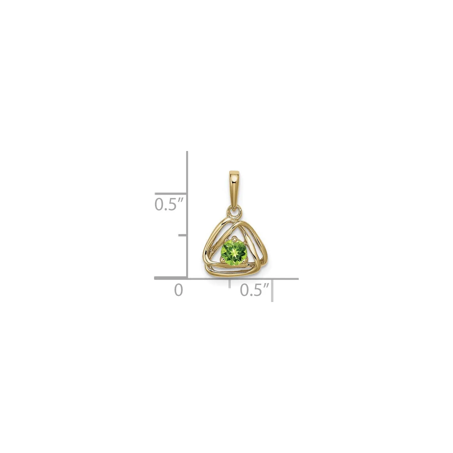 Double Triangle Interlocked Peridot Pendant (14K)