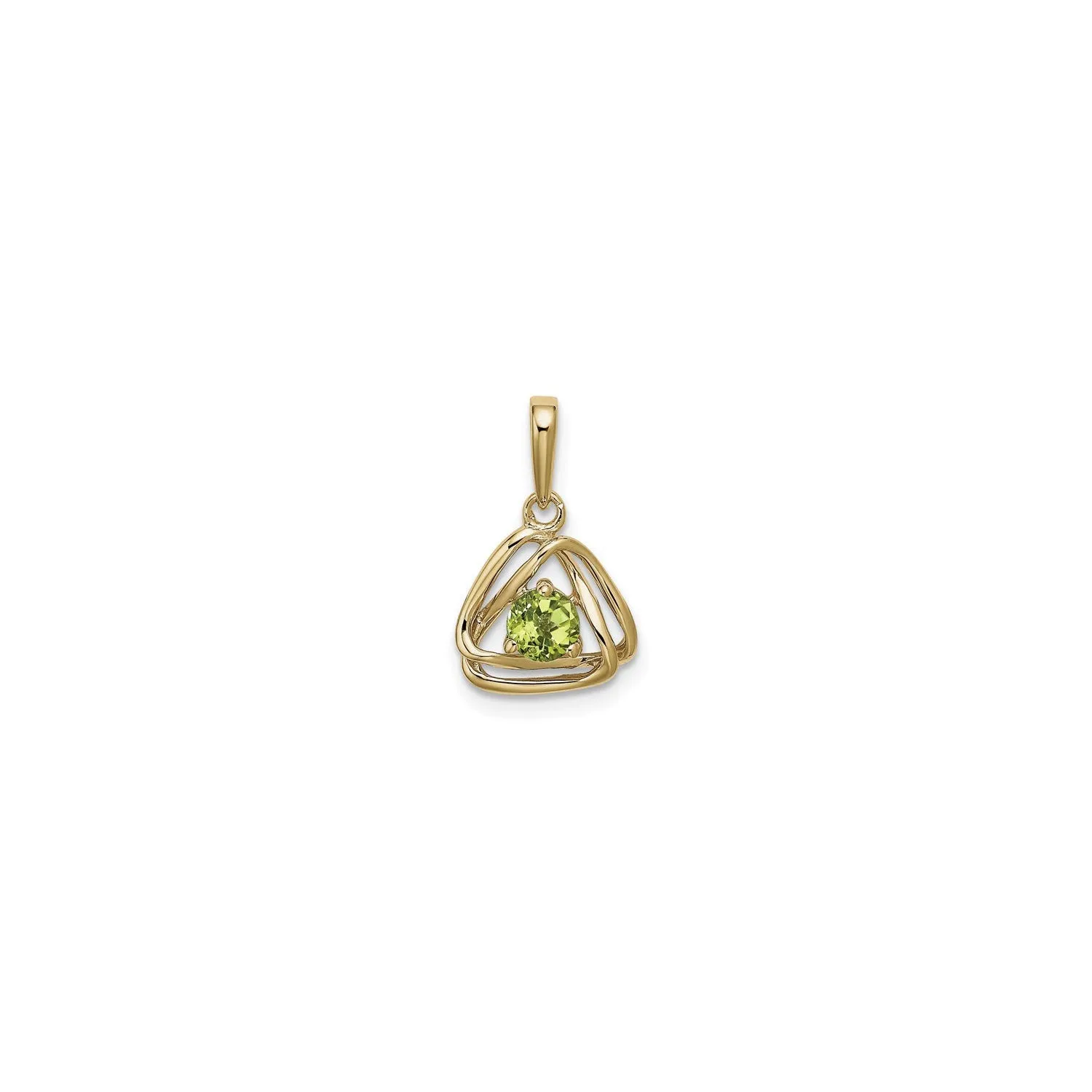 Double Triangle Interlocked Peridot Pendant (14K)