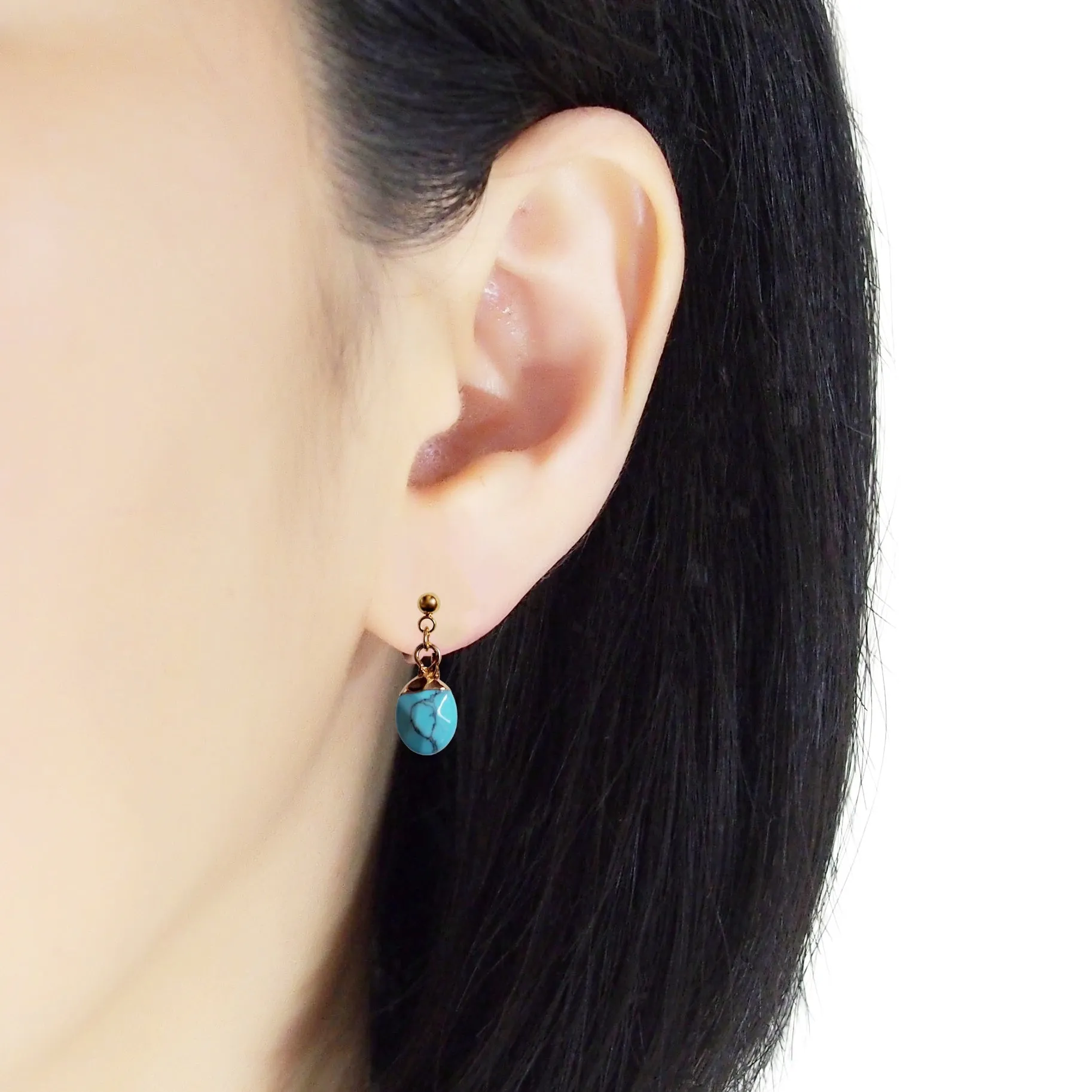 Drop Turquoise Invisible Clip On Earrings