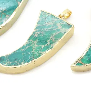 Dyed Empire Jasper Horn Pendants Green Turquoise - Pack of 1