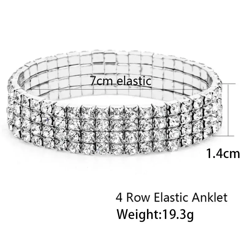 Elastic Zircon Tennis Chain Anklet