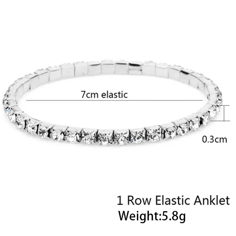 Elastic Zircon Tennis Chain Anklet