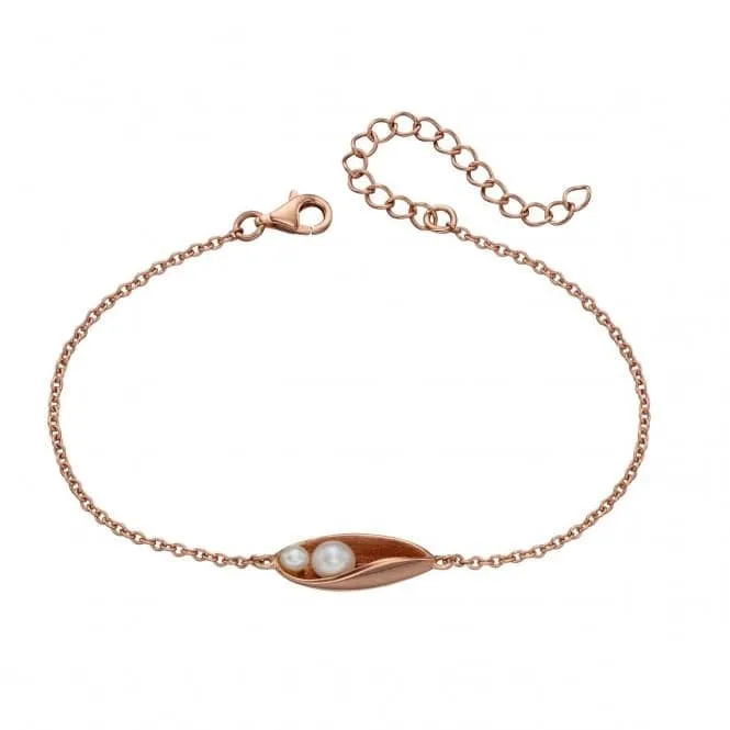 Elements Silver Rose Gold Plate & Pearl Drop Bracelet B5022P