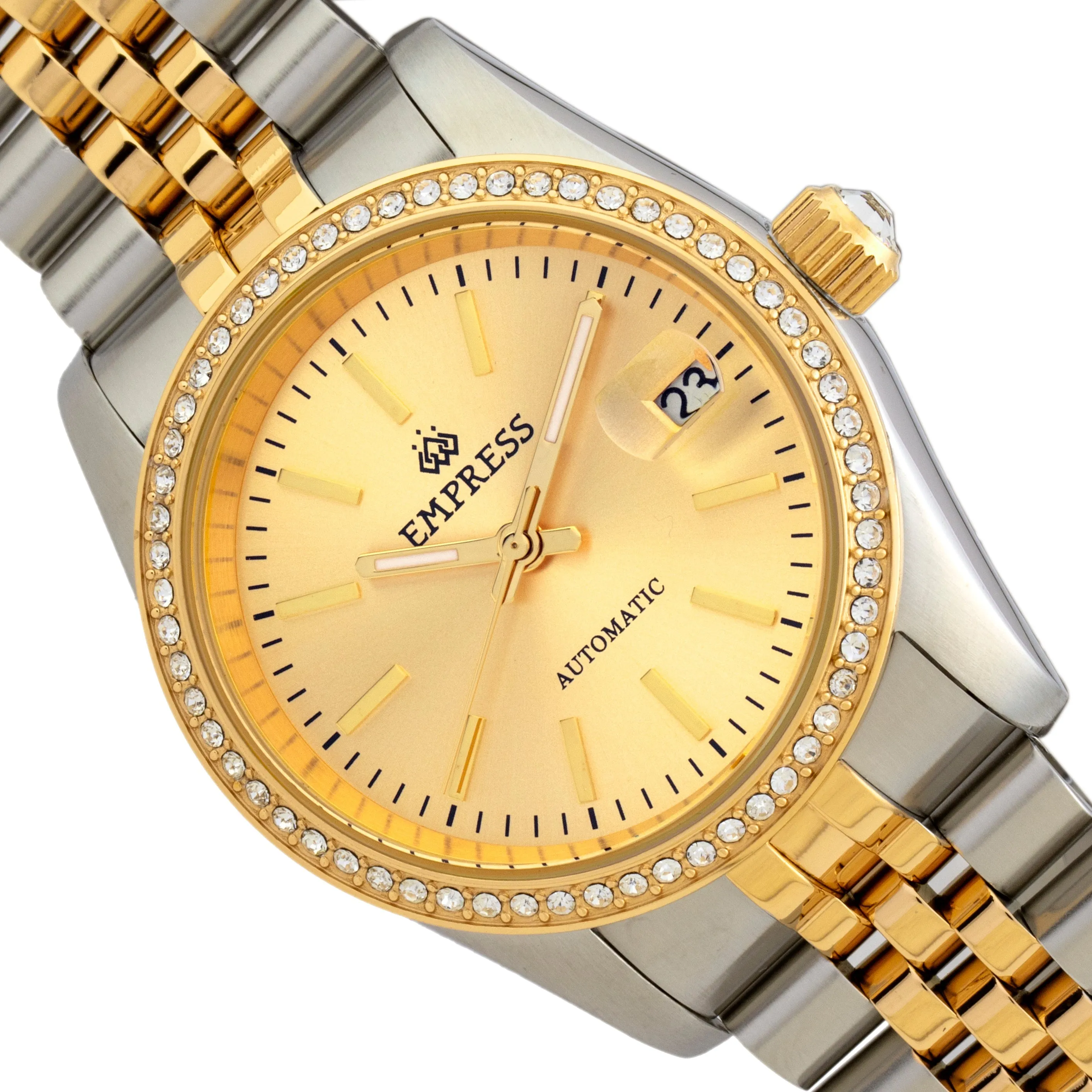 Empress Constance Automatic Bracelet Watch w/Date - Silver/Gold