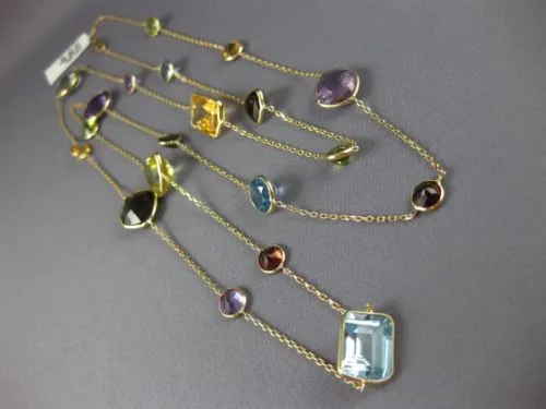 ESTATE LARGE & LONG 38.0CT AAA MULTI GEM 14KT YELLOW GOLD BY THE YARD NECKLACE