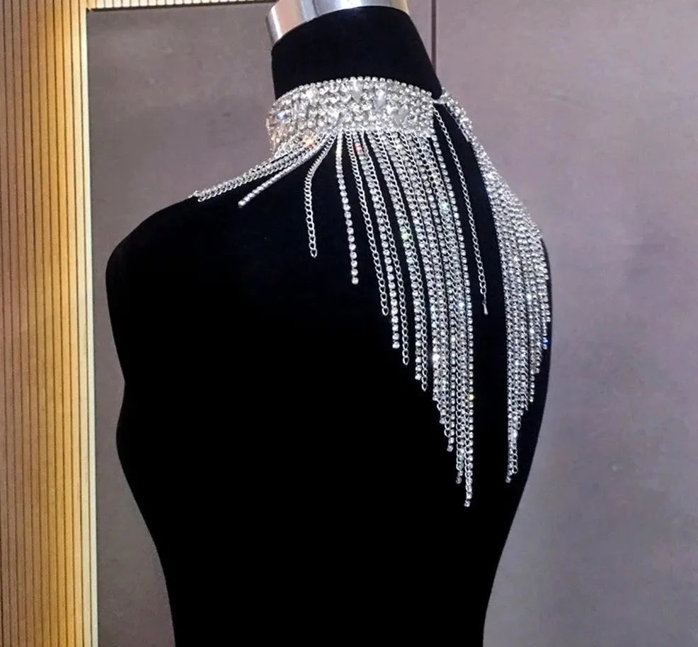 Fashion Ladies Crystal Fringe Necklace Party Wedding Event Accessory