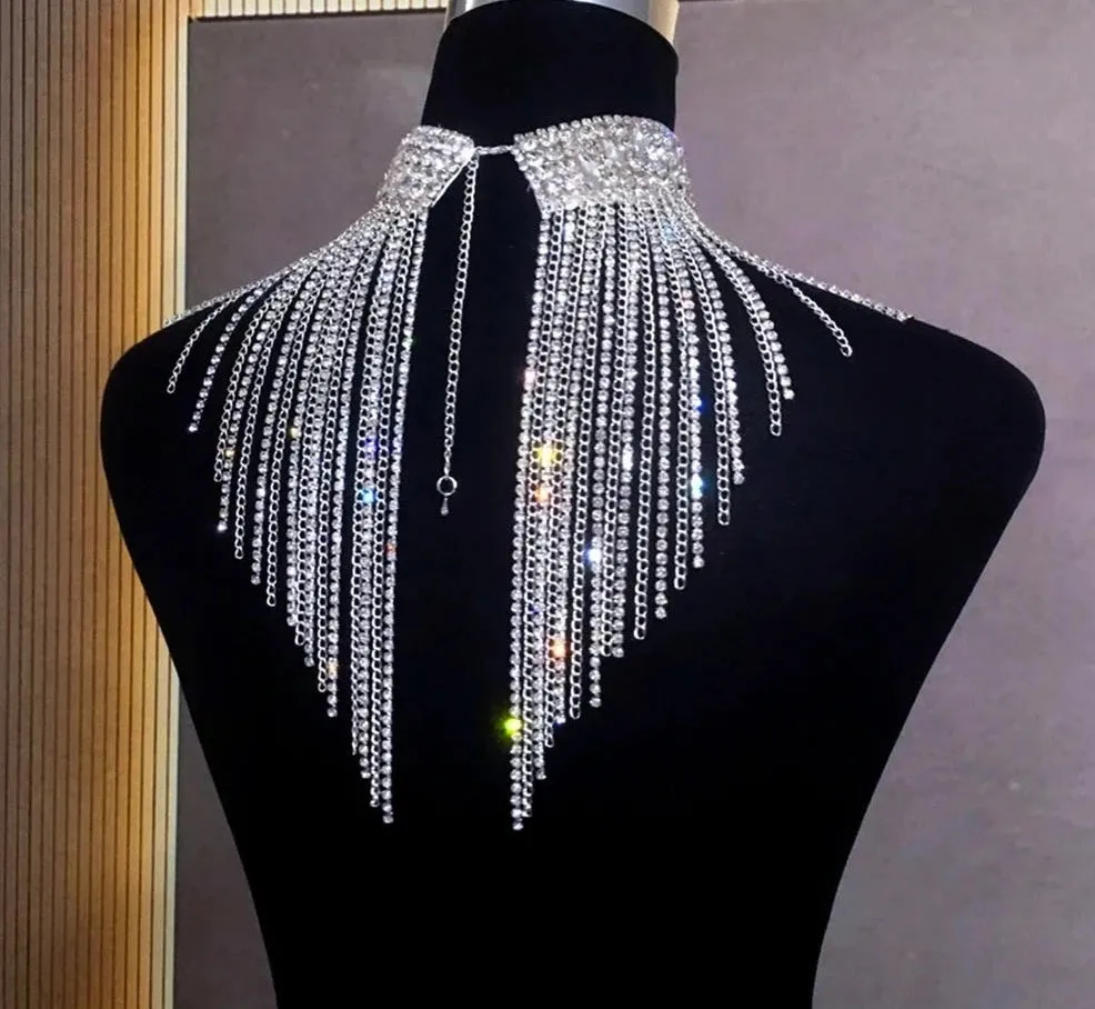 Fashion Ladies Crystal Fringe Necklace Party Wedding Event Accessory