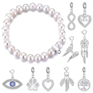 Freshwater Baroque Pearl Stretch Bracelet with Charm Created with Zircondia® Crystals