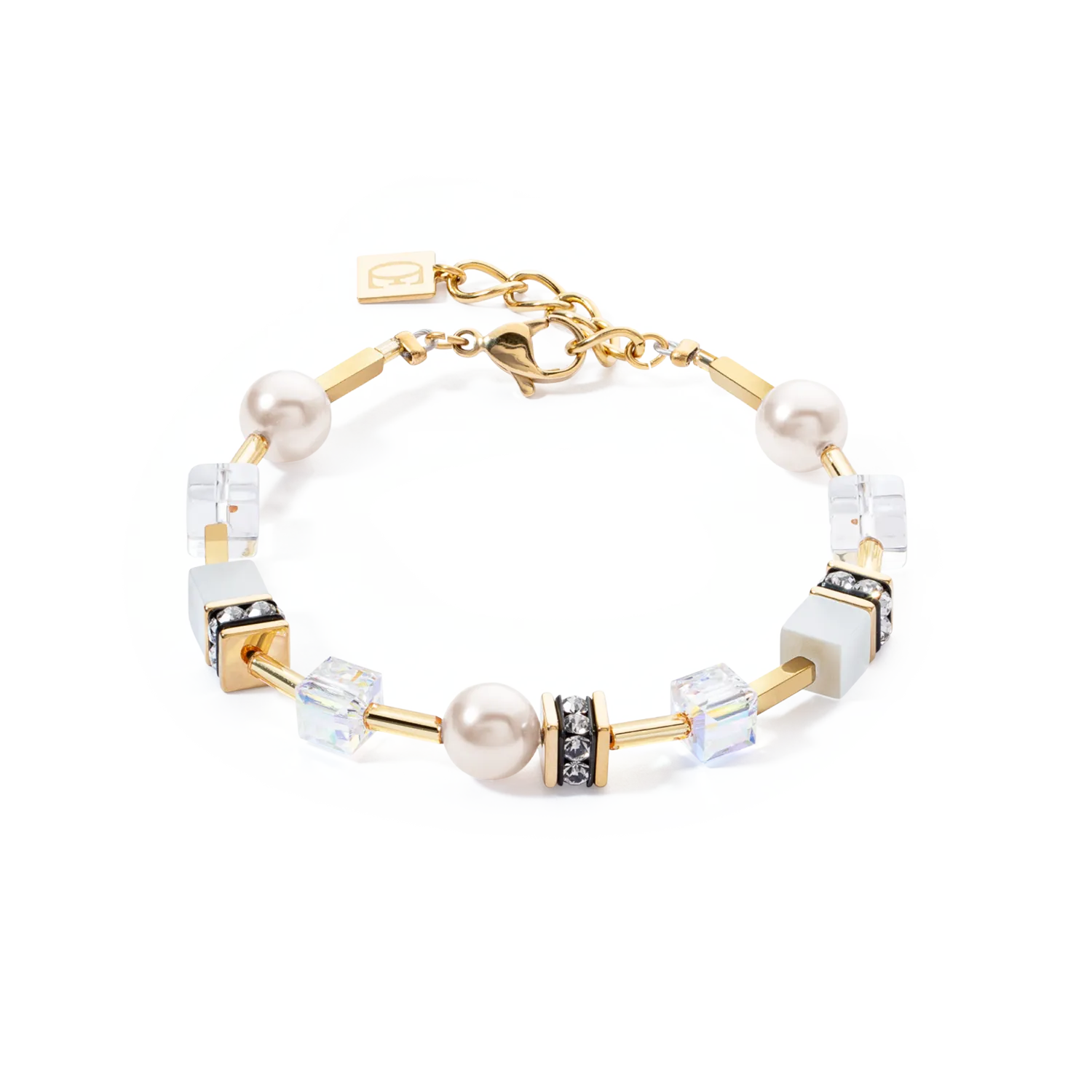 GeoCUBE® Iconic Pearl Mix bracelet gold-white