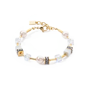 GeoCUBE® Iconic Pearl Mix bracelet gold-white