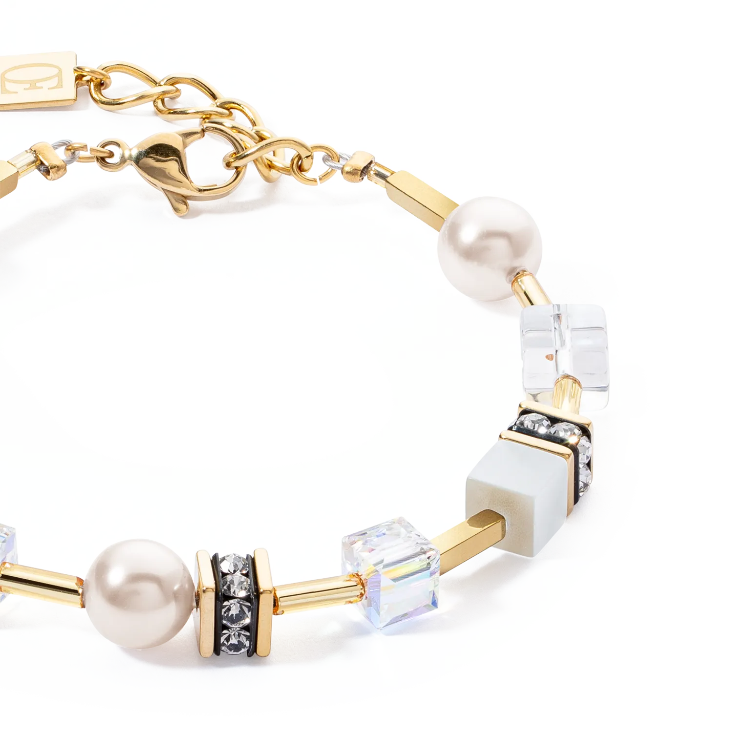 GeoCUBE® Iconic Pearl Mix bracelet gold-white