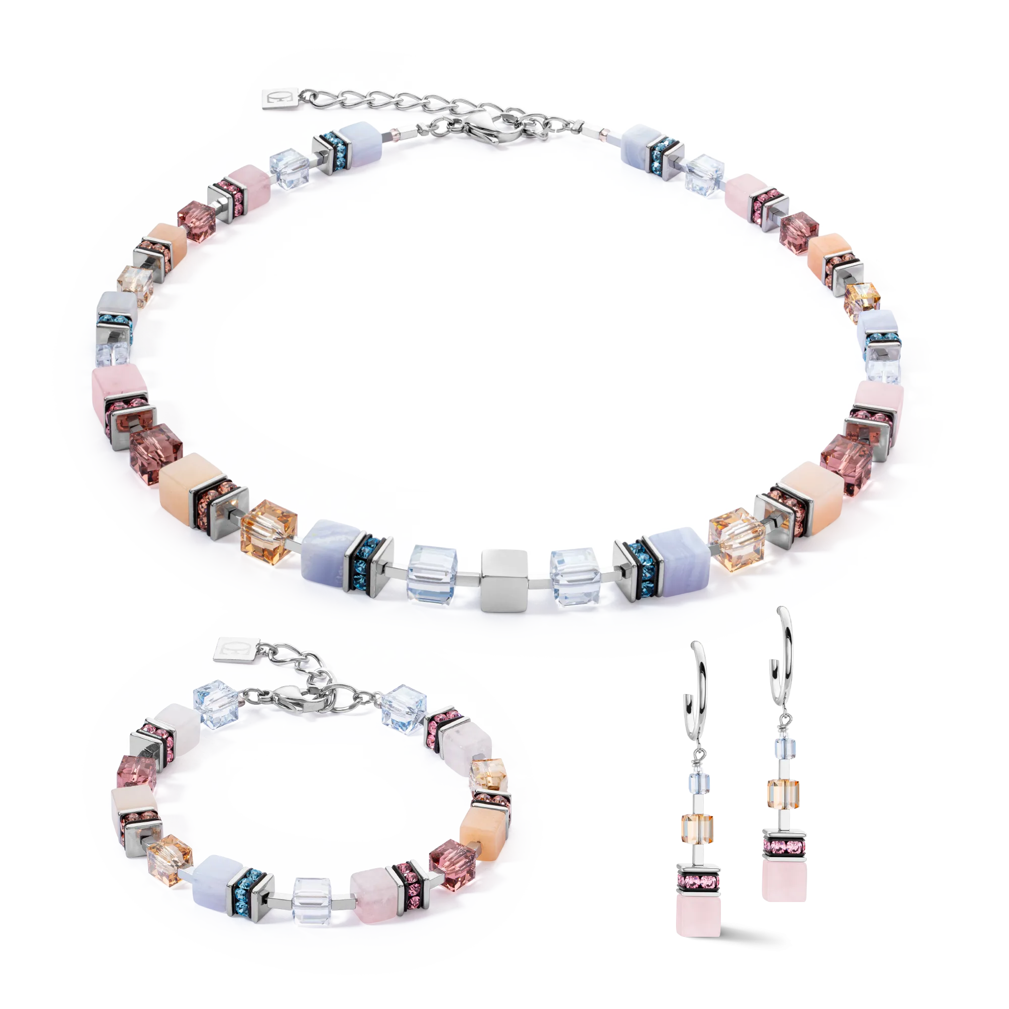 GeoCUBE® Precious Statement bracelet silver-pastel